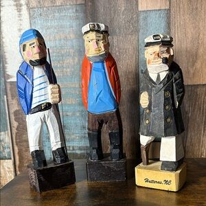 Handcrafted Sailor Figurine Trio - Blue, Red, Black